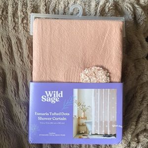 New BLUSH Wild Sage ESMARIA Tufted Dot 72 X72-inch Cotton Shower Curtain